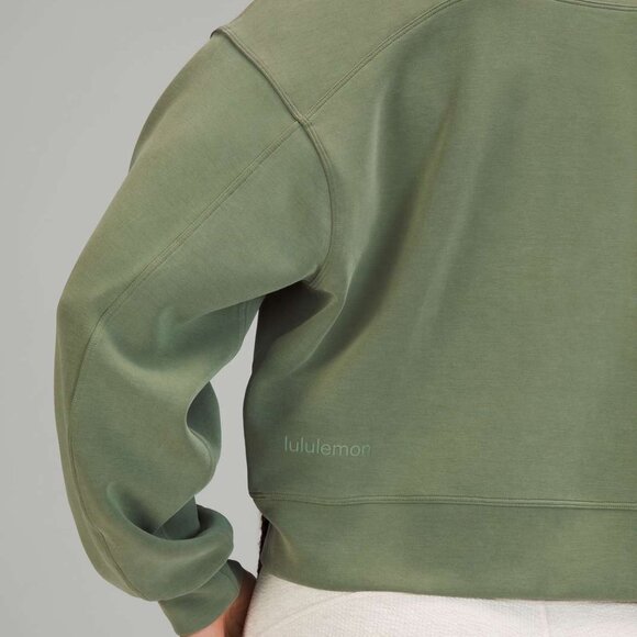 Lululemon Perfectly Oversized Cropped Crew Softstreme - Green Twill - Size 4 - Picture 2 of 11